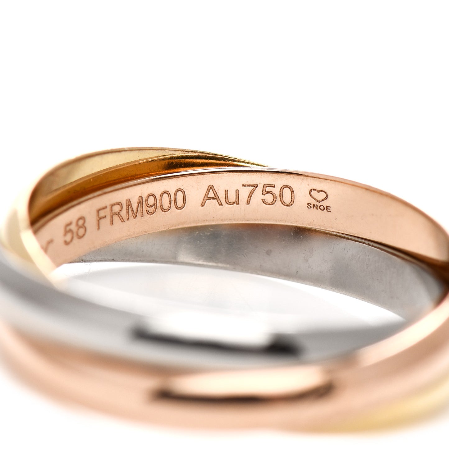 18K Pink Yellow White Gold Small Trinity Ring 58 8.25