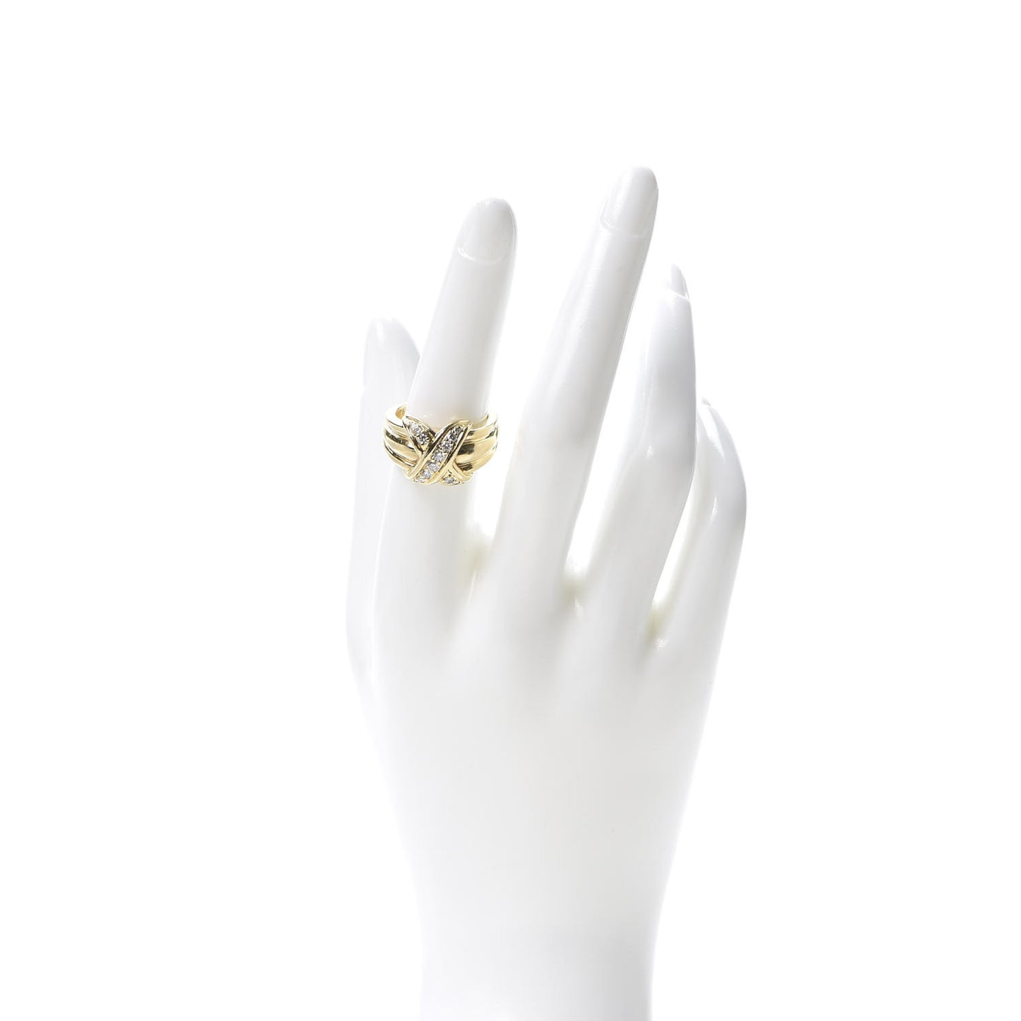 18K Yellow Gold Diamond Signature X Ring 54 6.75