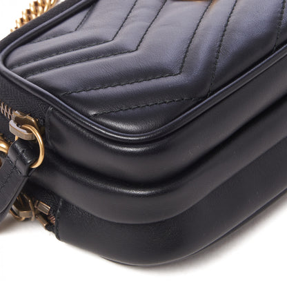 Gucci Calfskin Matelasse Mini GG Marmont Chain Crossbody Bag Black 6 of 9