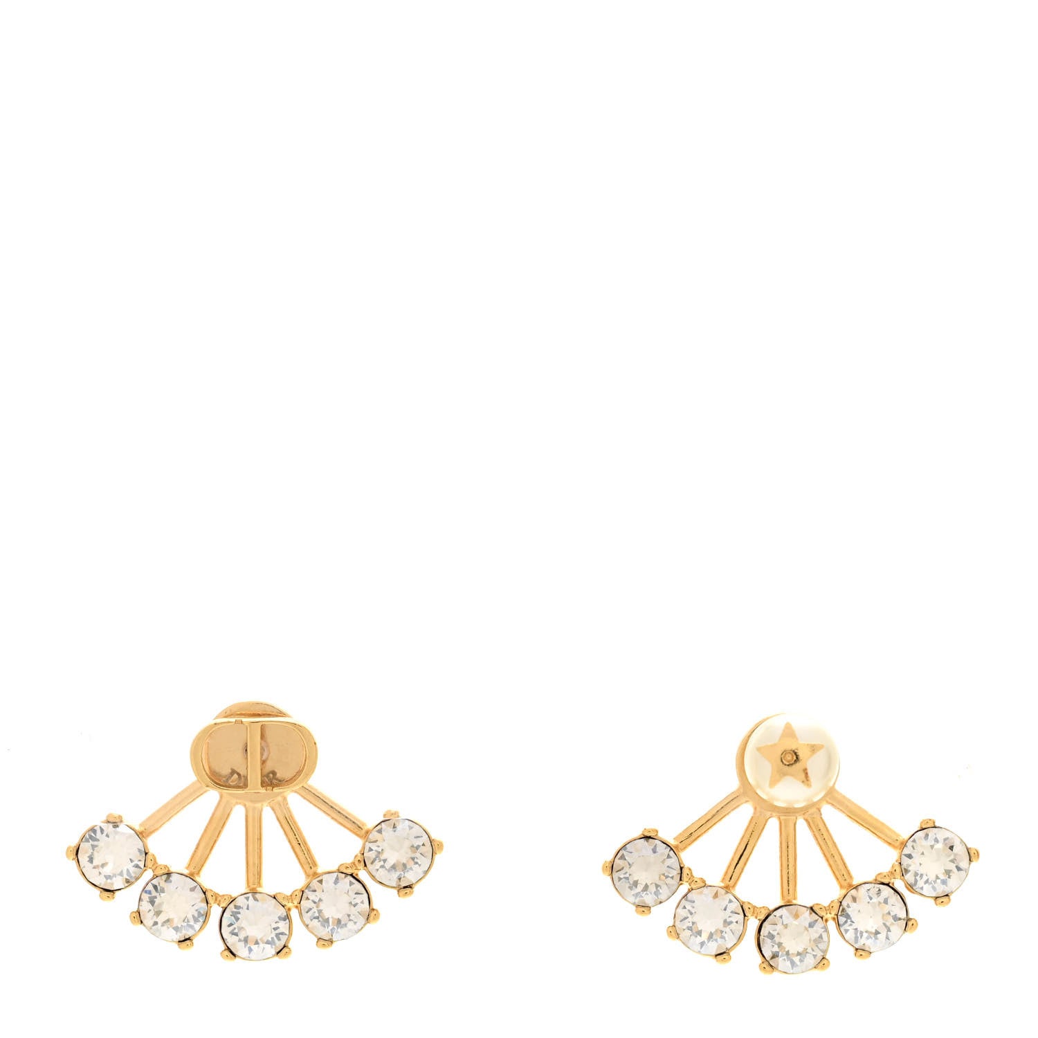 Christian Dior Crystal Pearl Petite CD Earrings Gold 1 of 6