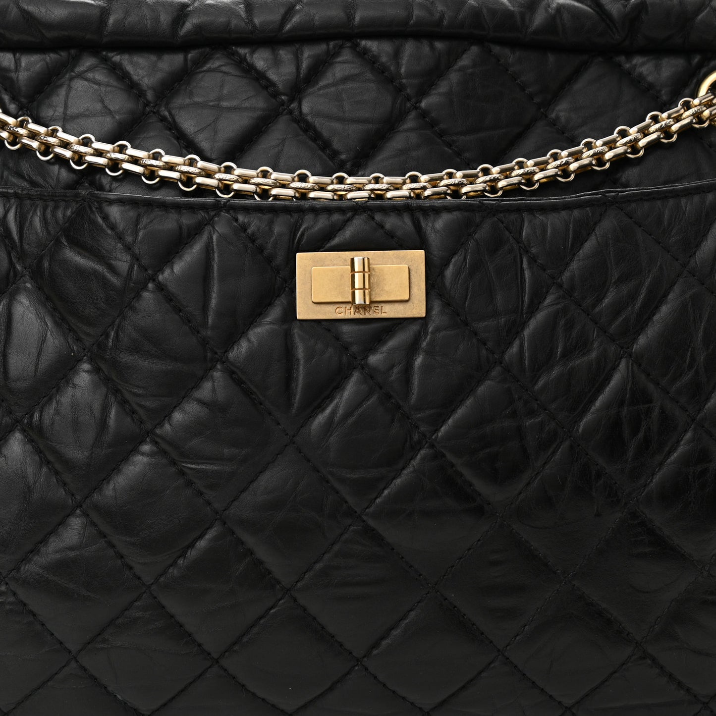 Aged Calfskin Quilted Large Reissue Camera Case Black