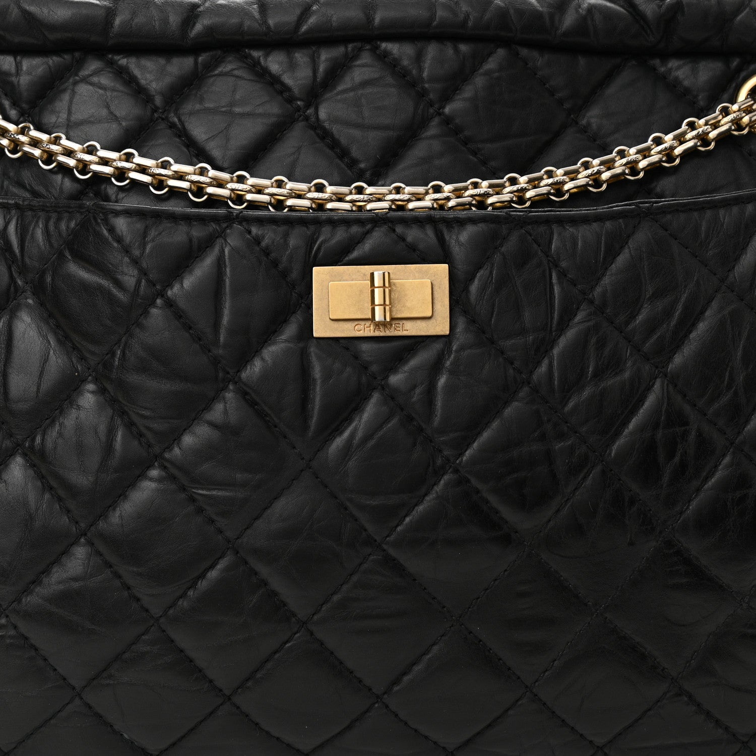 Chanel Aged Calfskin Quilted Large Reissue Camera Case Black 8 of 10