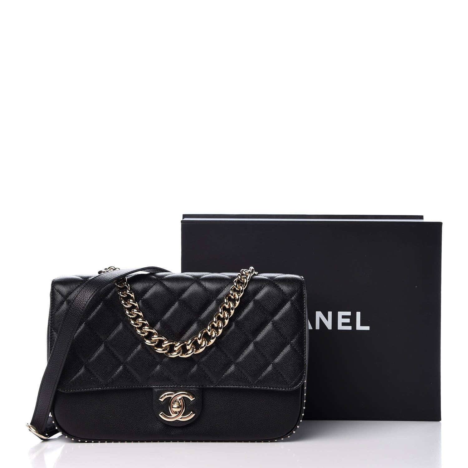 Chanel Caviar Quilted Large Studded Flap Black 8 of 8