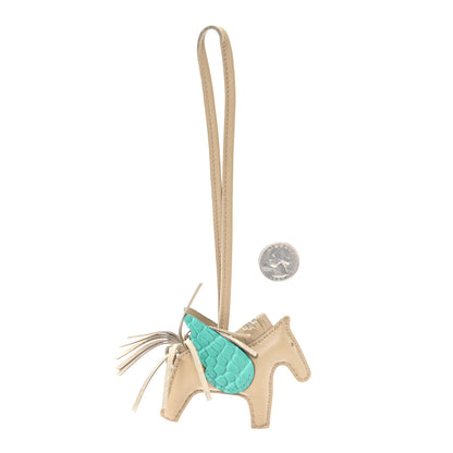 Hermes Milo Lambskin Matte Alligator Touch Grigri Rodeo Pegase Horse Bag Charm PM Beige Marfa Vert Jade 2 of 4