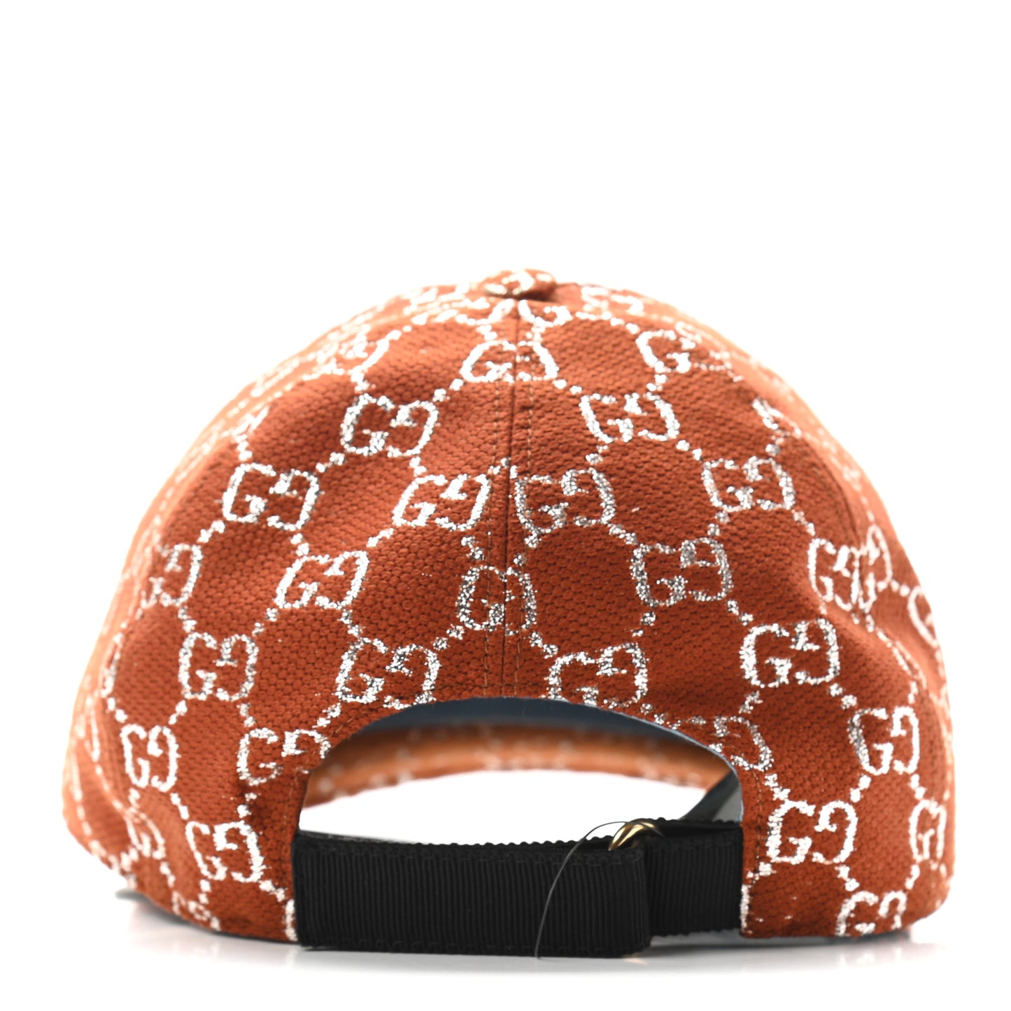 Canvas Lame GG Monogram Rush Baseball Hat M Burnt Orange Silver