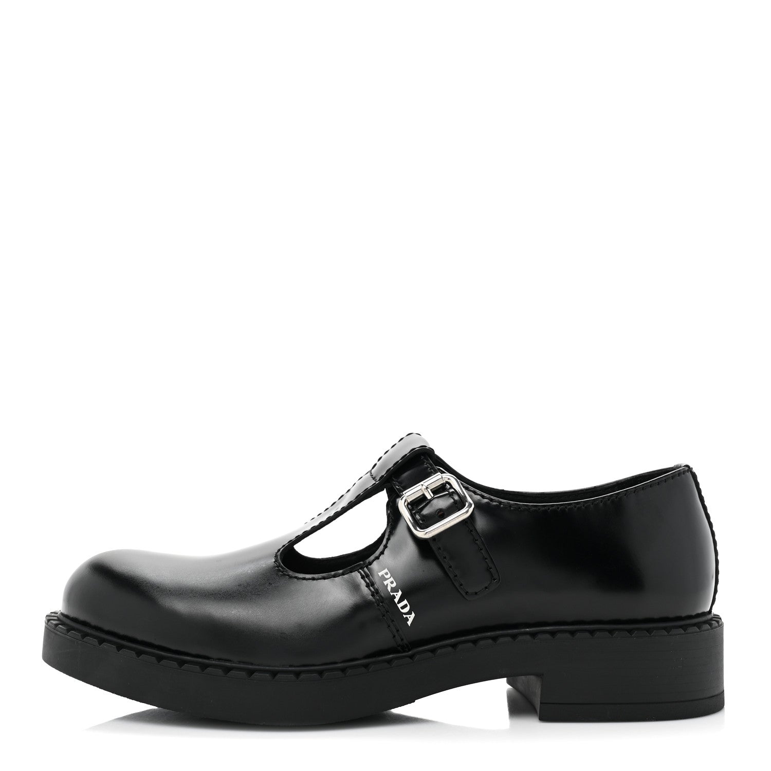 Prada Spazzolato Mary Jane T Strap 40mm Loafers 10.5 Black 1 of 10