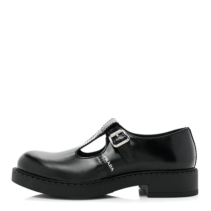 Prada Spazzolato Mary Jane T Strap 40mm Loafers 10.5 Black 1 of 10