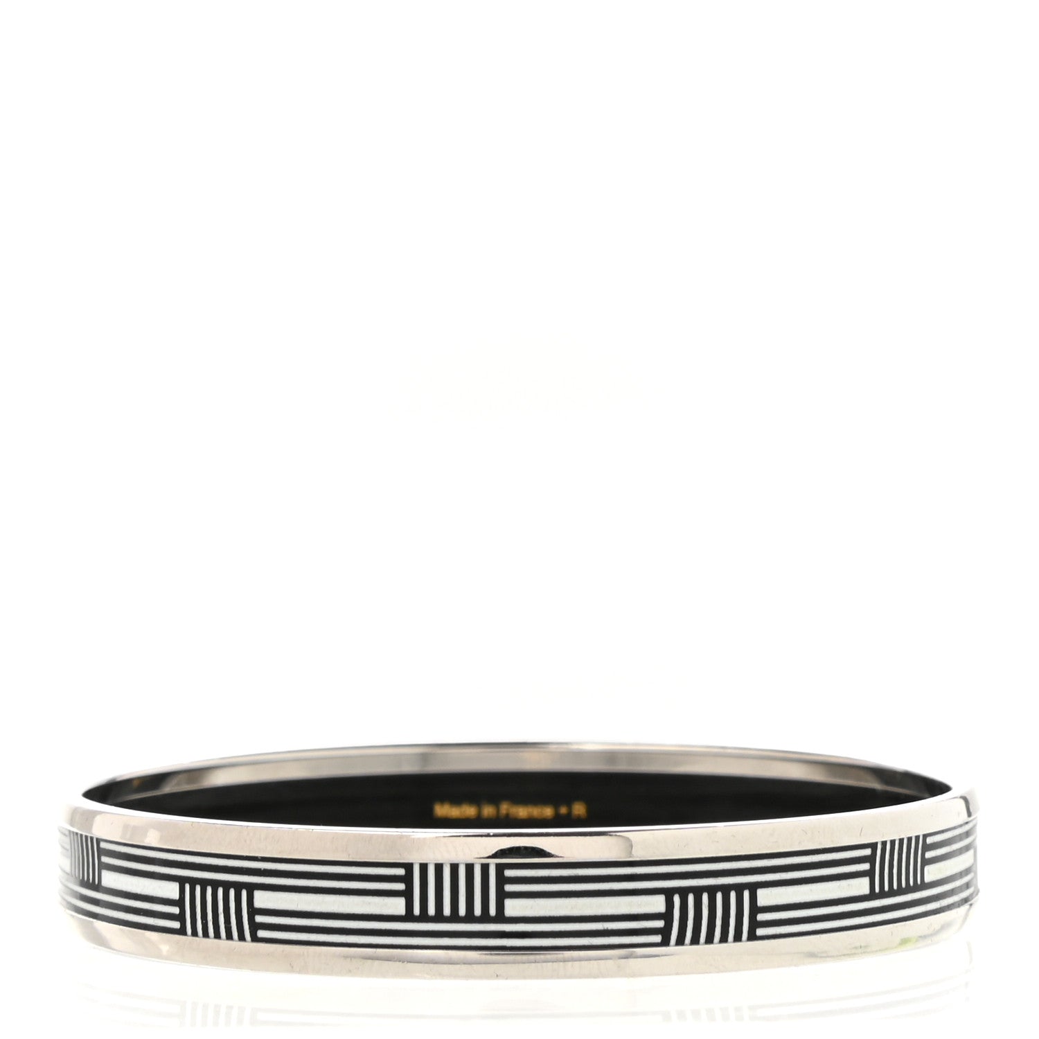 Hermes Enamel Printed Narrow Bracelet 65 Black White 3 of 6