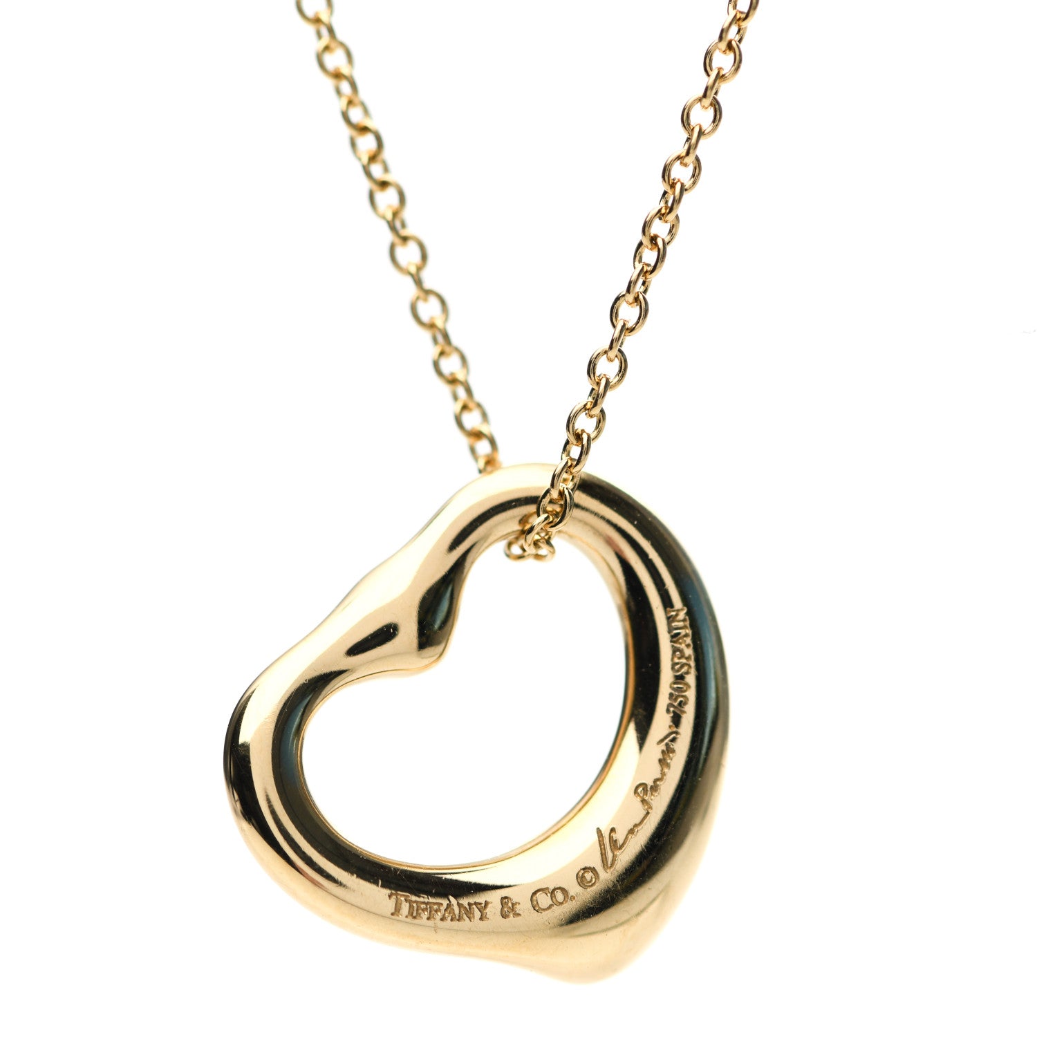 Tiffany 18K Yellow Gold Yellow Diamond 14mm Elsa Peretti Open Heart Pendant Necklace 4 of 8