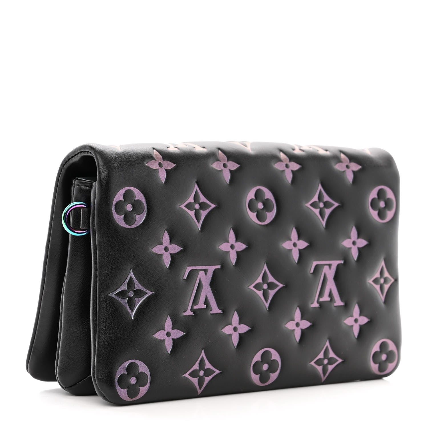 Louis Vuitton Lambskin Embossed Monogram Scarabeo Pochette Coussin Black 3 of 9