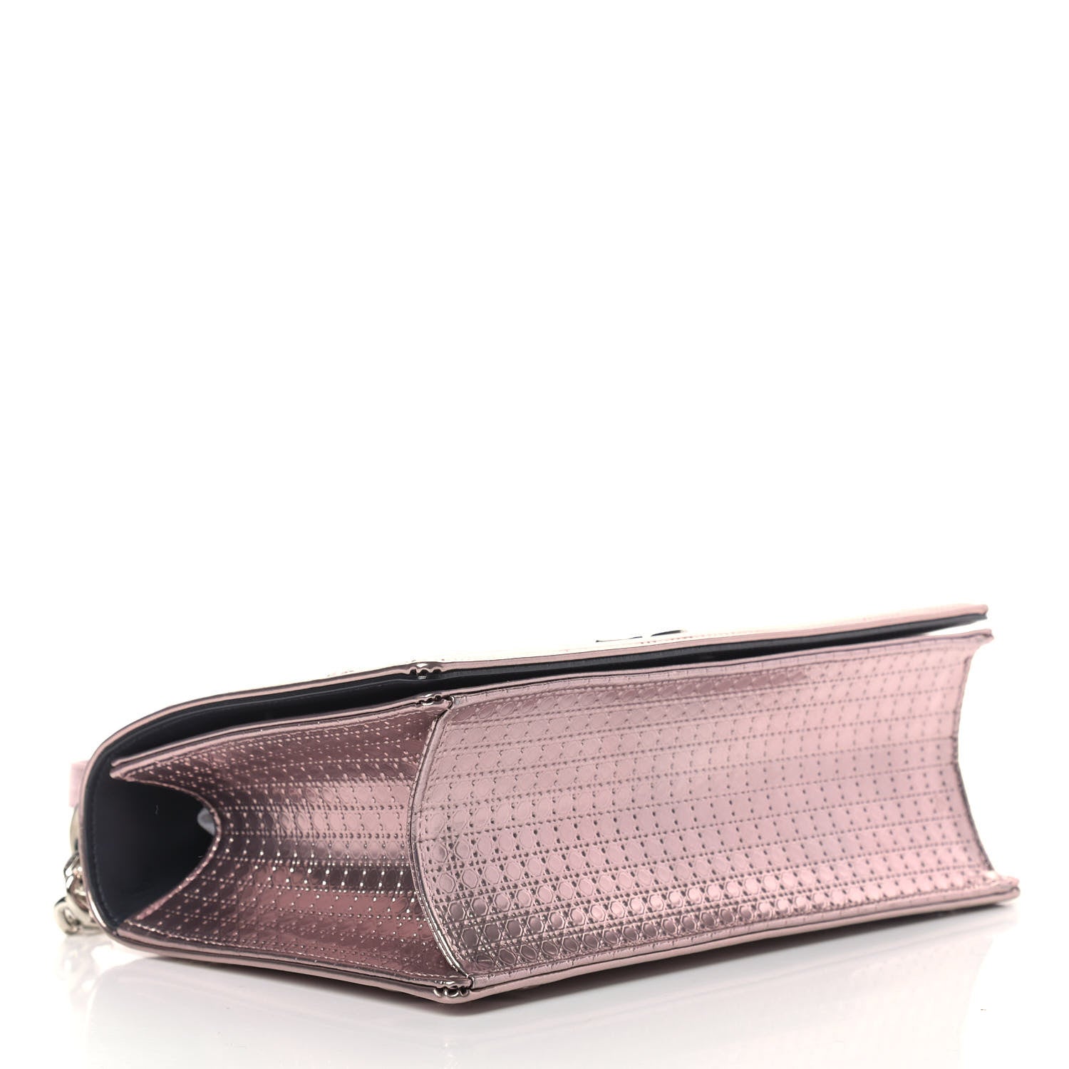 Christian Dior Metallic Patent Micro-Cannage Medium Diorama Flap Bag Pink 4 of 11