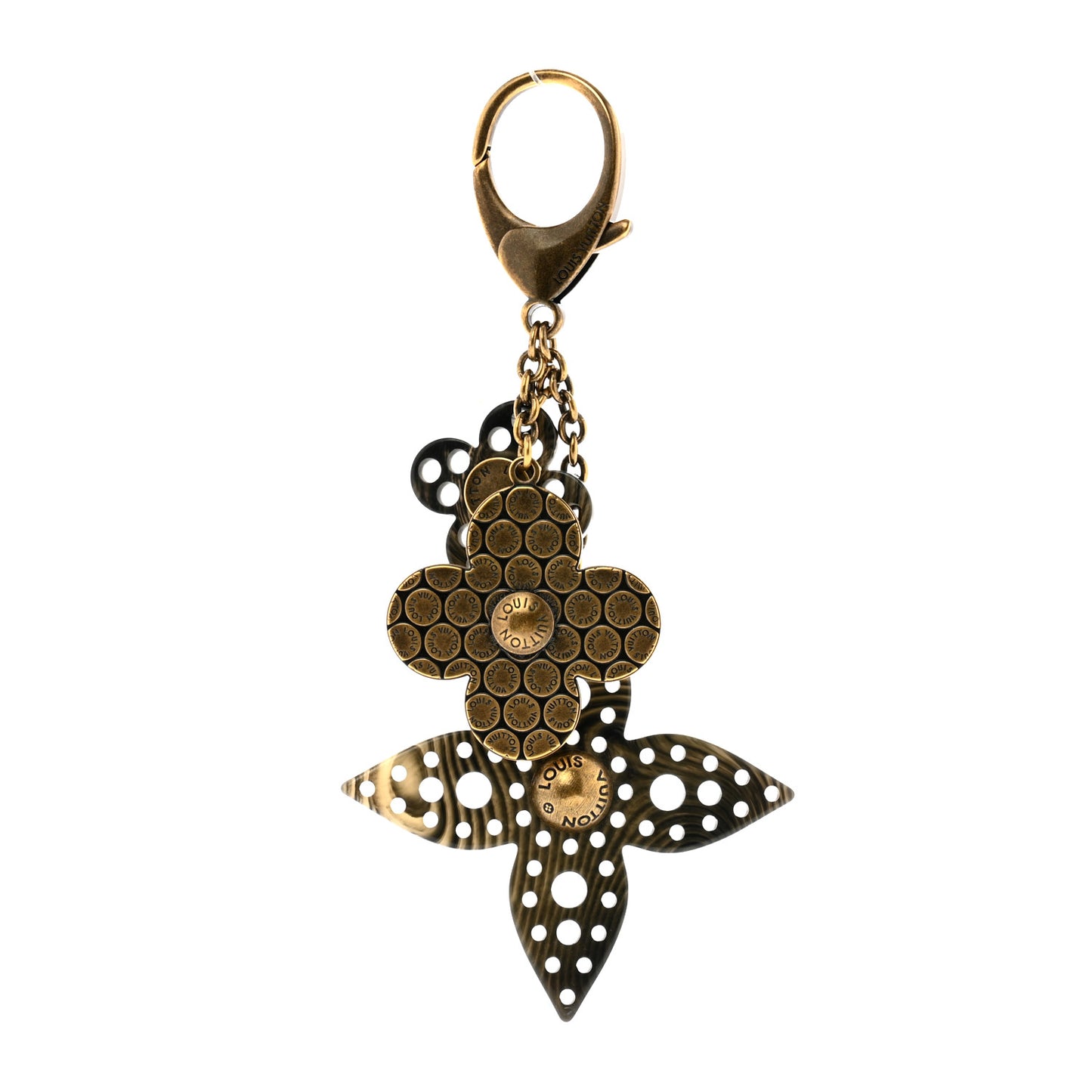 Antiqued Brass Resin Rock Flower Bag Charm