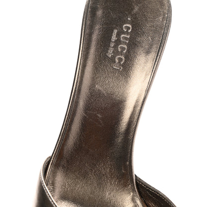 Gucci Metallic Nappa Bamboo Mid Heel Slide Sandals 36.5 Bronze 11 of 14