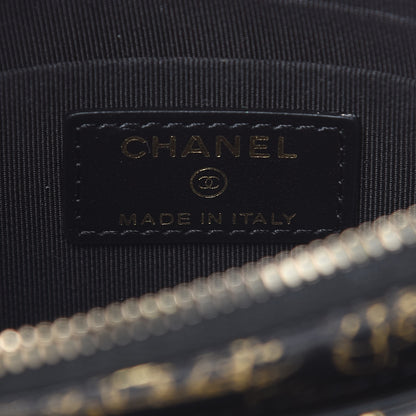 Chanel Calfskin Crocodile Embossed Graffiti 2.55 Cocodile Reissue Zip Pouch Black Gold 6 of 7