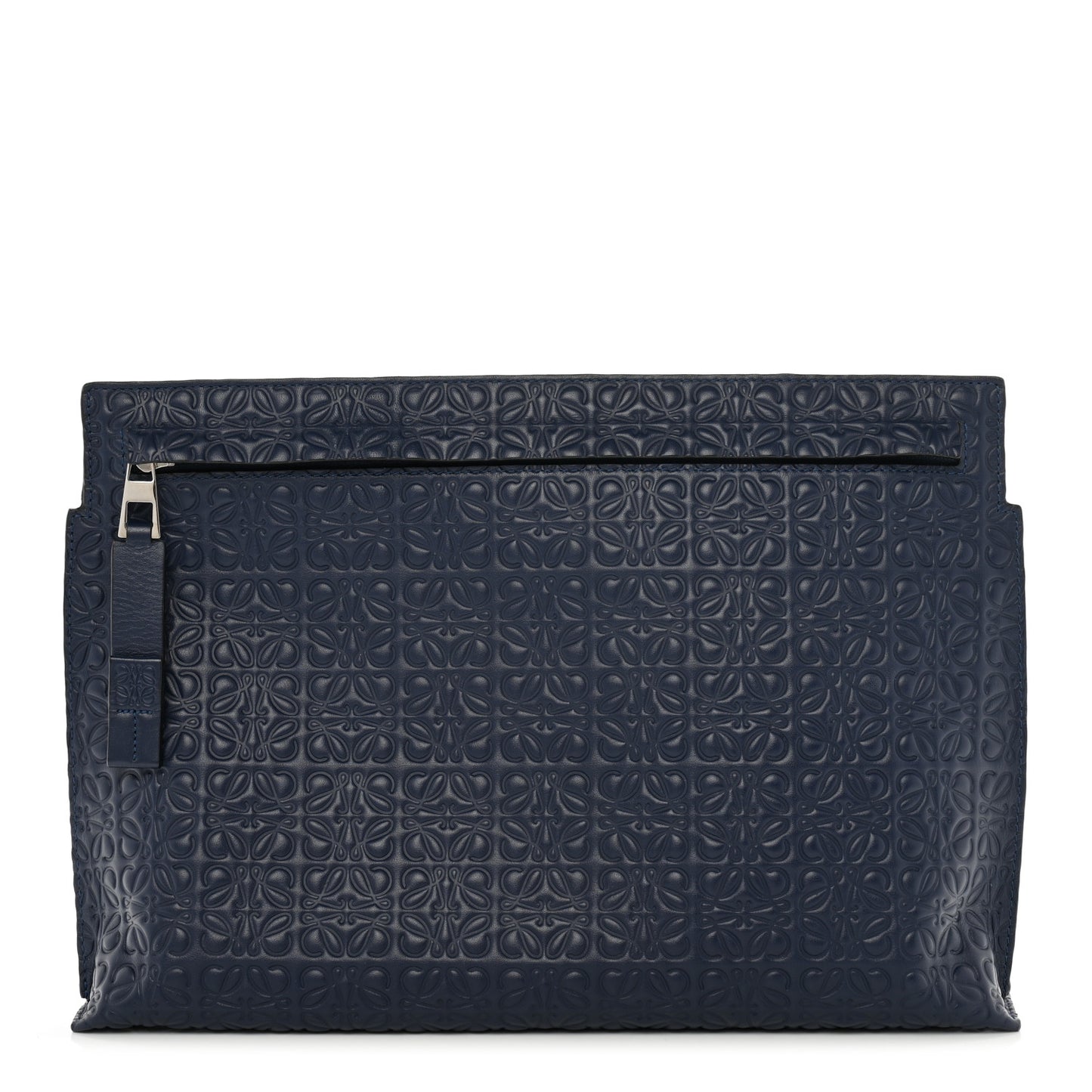 Calfskin Embossed Repeat T Pouch Navy