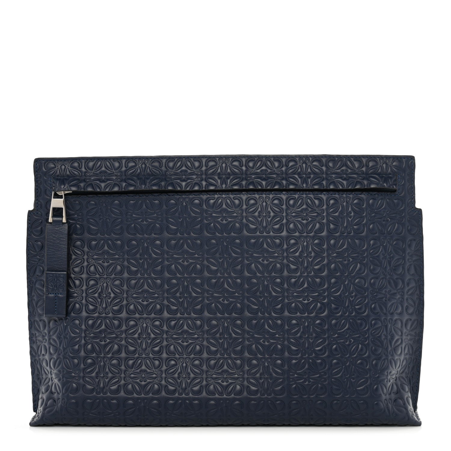 Loewe Calfskin Embossed Repeat T Pouch Navy 1 of 7