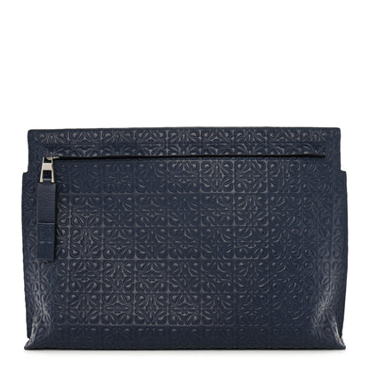 Loewe Calfskin Embossed Repeat T Pouch Navy 1 of 7