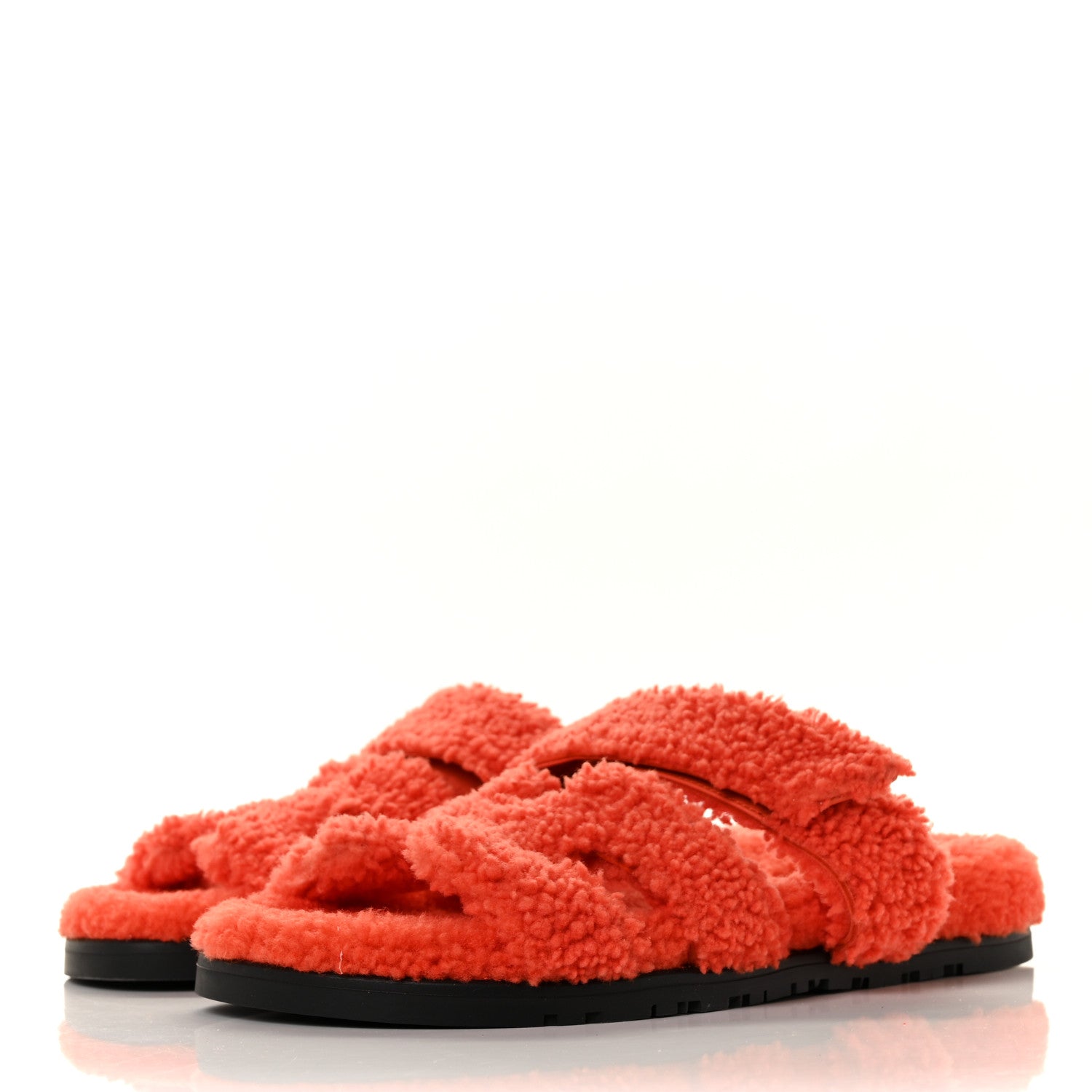 Hermes Woolskin Womens Chypre Sandals 38 Orange 3 of 8