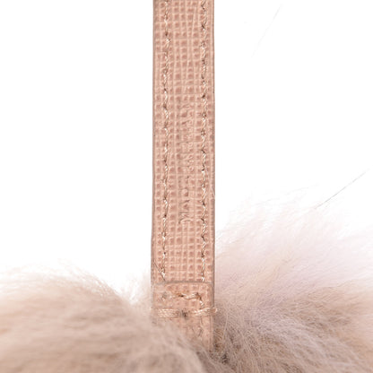 Fendi Fox Fur Vitello Elite Bi-Color Pom Pom Bag Charm Rosa Cammello Cipria 3 of 3
