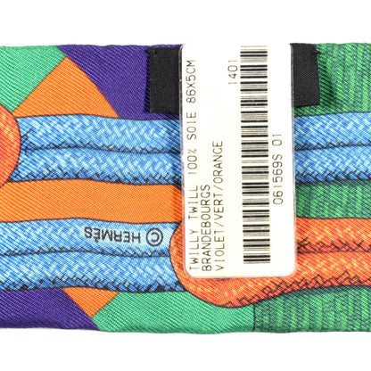 Hermes Silk Brandebourgs Twilly Violet Vert Orange 3 of 3