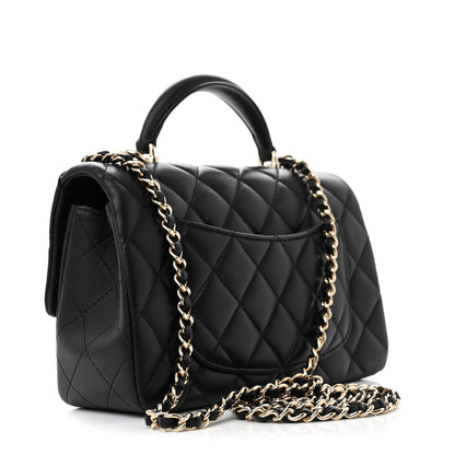 Chanel Lambskin Quilted Mini Top Handle Rectangular Flap Black 3 of 10