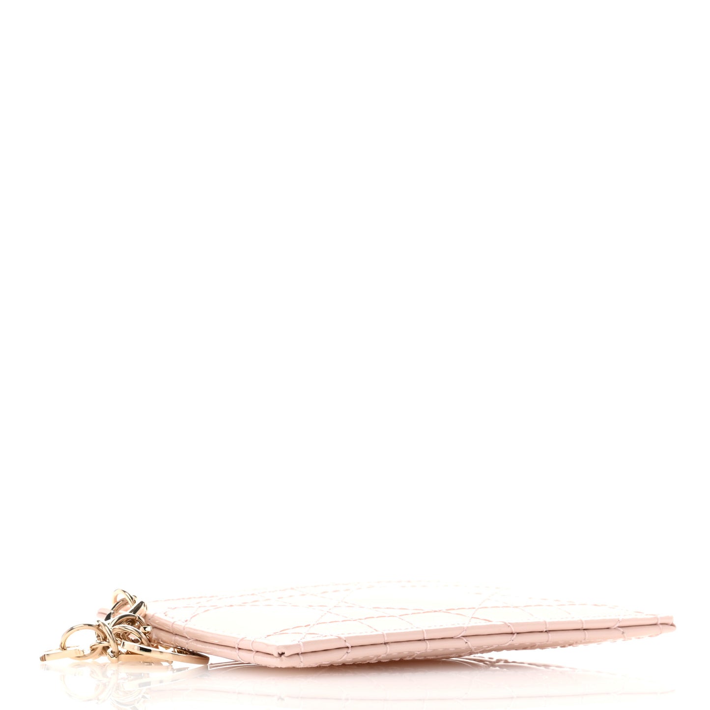 Patent Cannage Lady Dior Card Holder Powder Pink