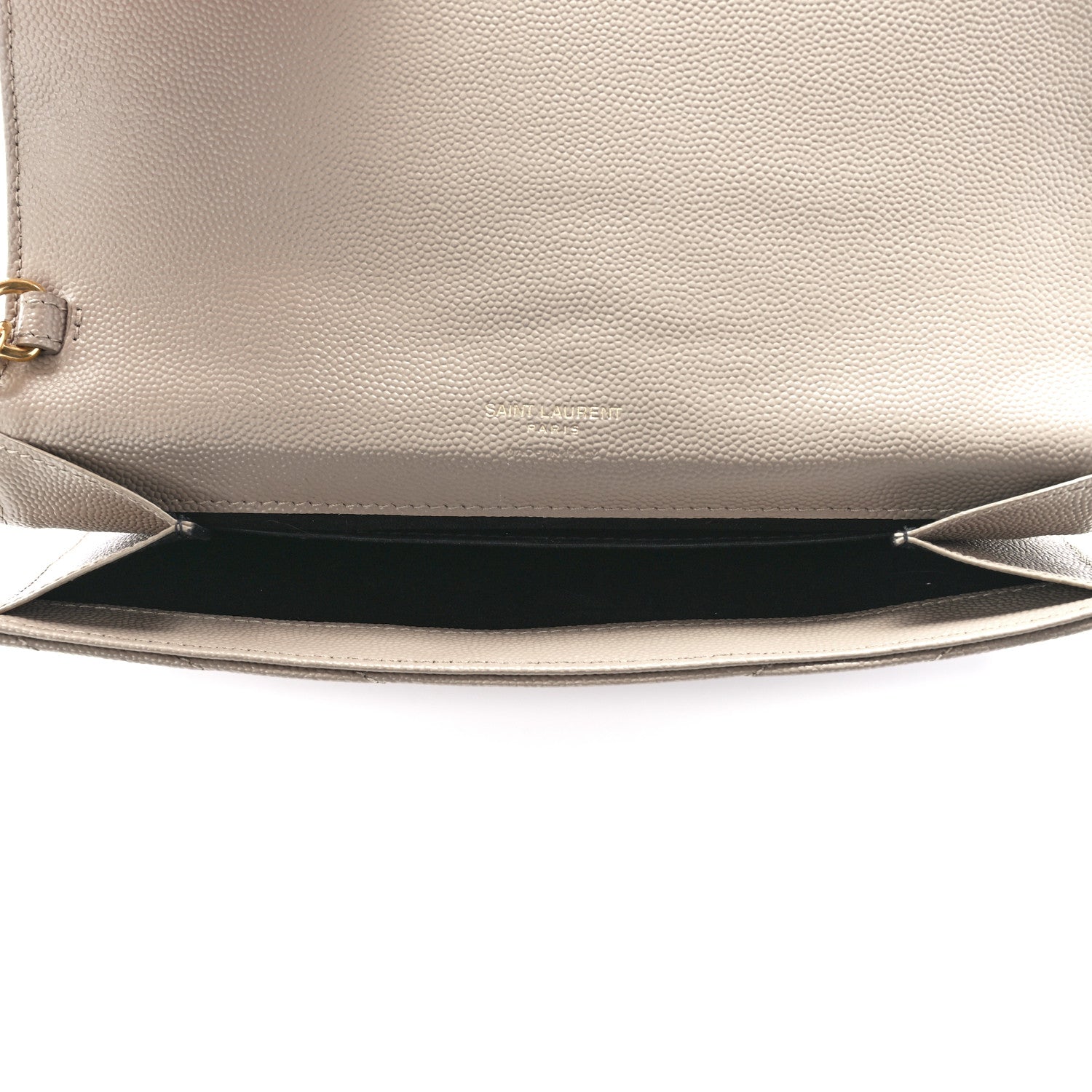 Saint Laurent Grain De Poudre Matelasse Chevron Monogram Envelope Clutch Dark Beige 5 of 11