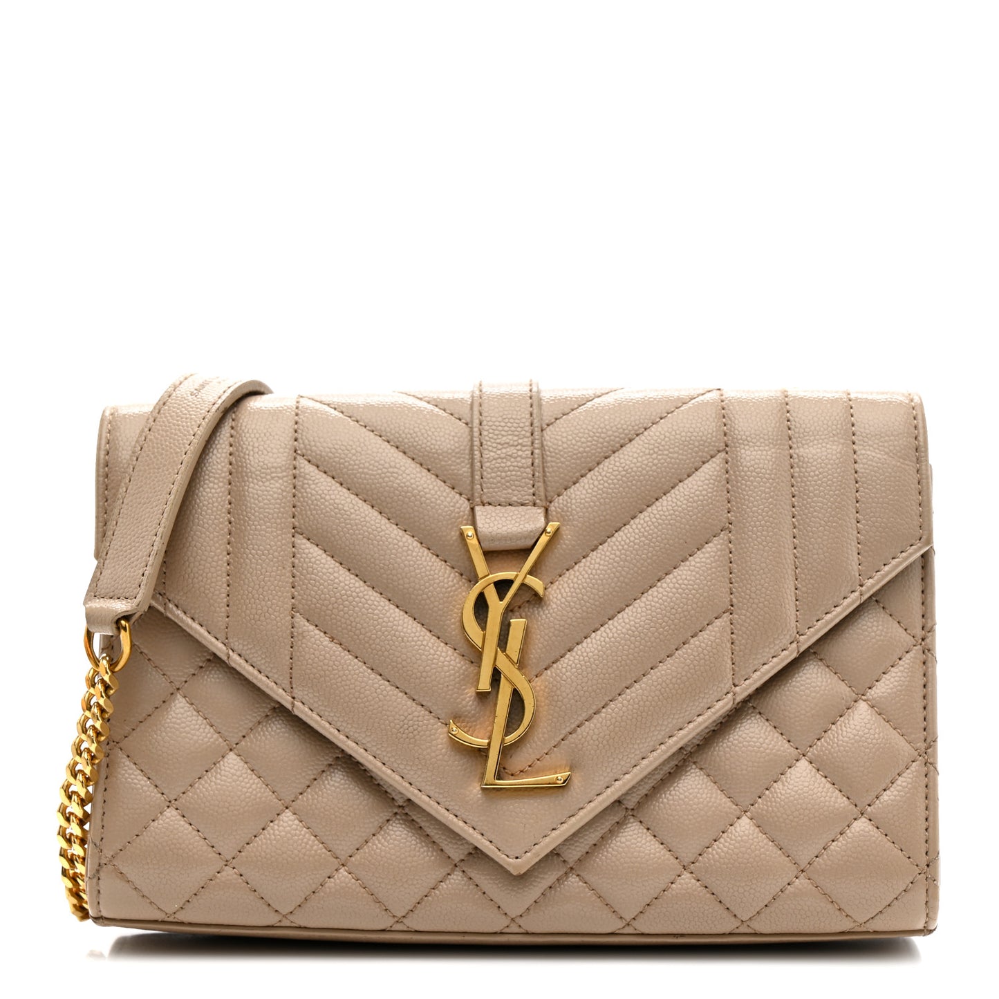 Grain De Poudre Textured Mixed Matelasse Triquilt Small Monogram Satchel Dark Beige
