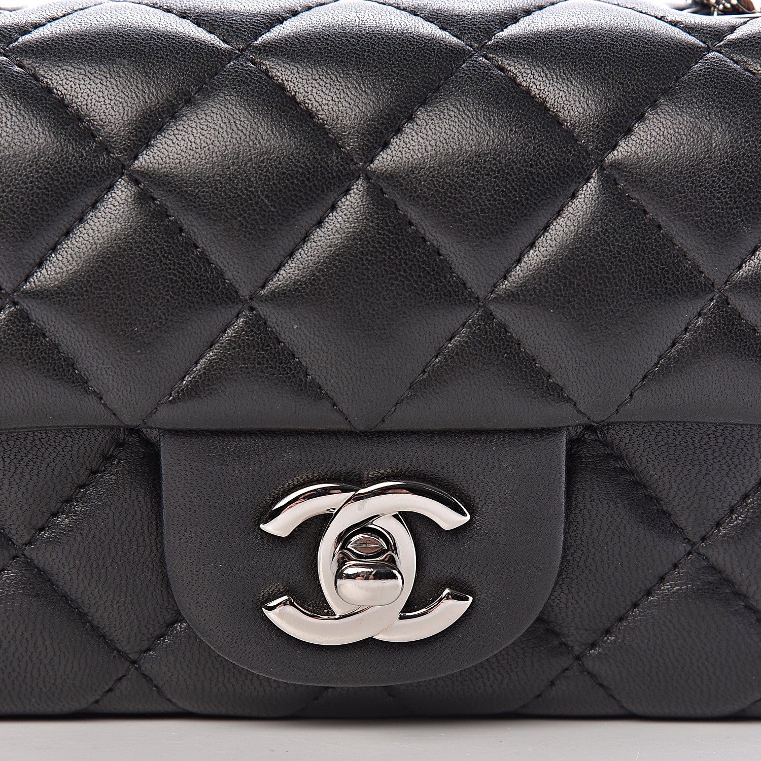 Chanel Lambskin Quilted Extra Mini Rectangular Flap Black 10 of 15