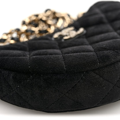 Chanel Velvet Crystal Quilted Chain Hobo Black 10 of 11