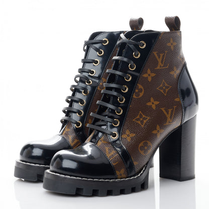 Louis Vuitton Patent Calfskin Monogram Star Trail Ankle Boots 39 Black 3 of 8