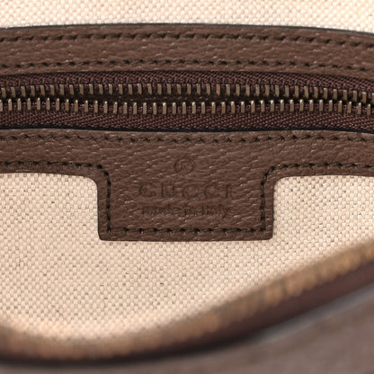 Gucci GG Supreme Monogram Textured Dollar Calfskin Web Ophidia Wristlet Shoulder Bag Beige Ebony New Acero 6 of 10