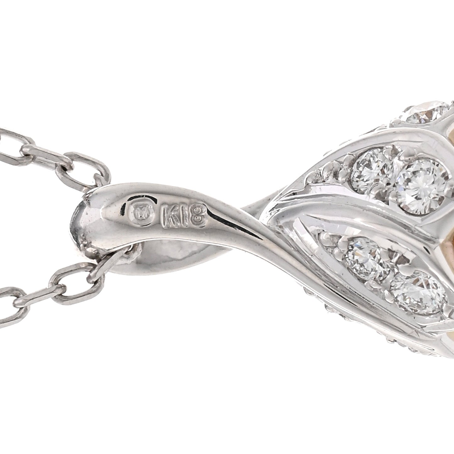18K White Gold Diamond Pearl 8.5mm Pendant Necklace