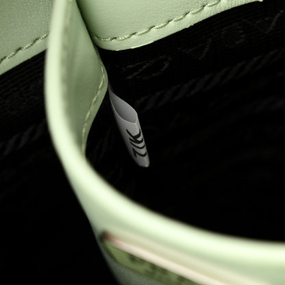 Prada Spazzolato Metal Triangle Logo Small Double Handle Crossbody Tote Acqua 7 of 10