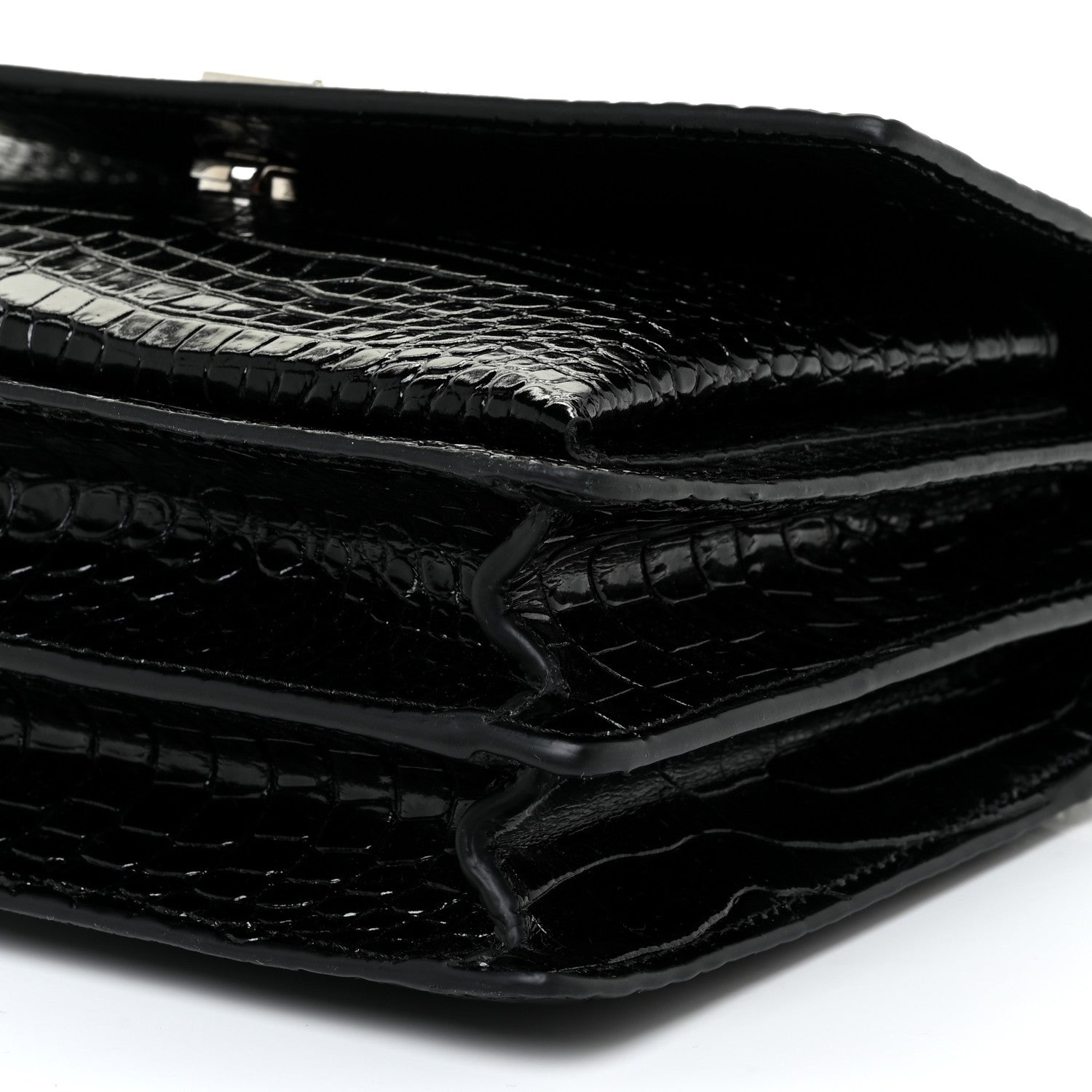 Saint Laurent Calfskin Crocodile Embossed Medium Monogram Sunset Black 11 of 16