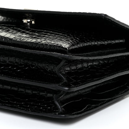 Saint Laurent Calfskin Crocodile Embossed Medium Monogram Sunset Black 11 of 16