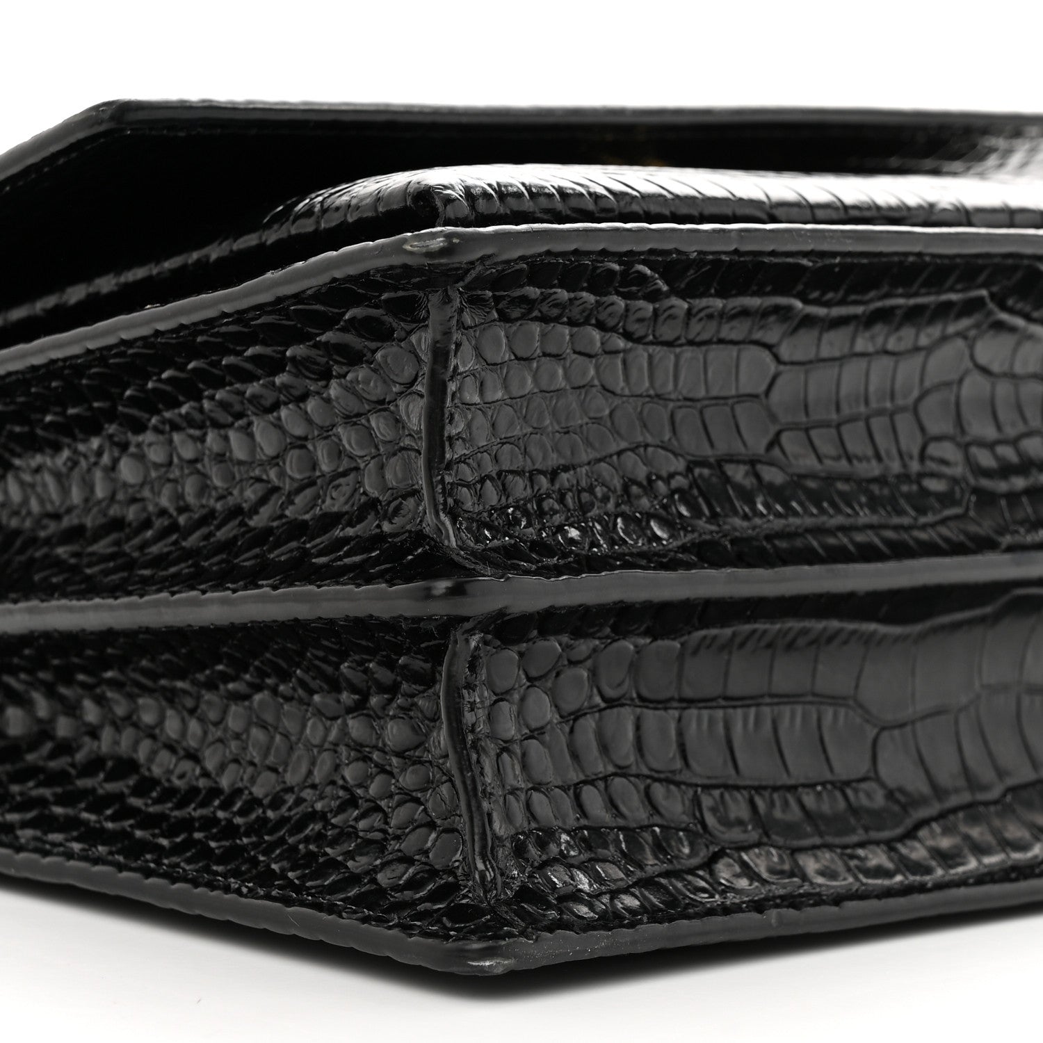 Saint Laurent Calfskin Crocodile Embossed Medium Monogram Sunset Black 8 of 9