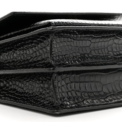 Saint Laurent Calfskin Crocodile Embossed Medium Monogram Sunset Black 8 of 9