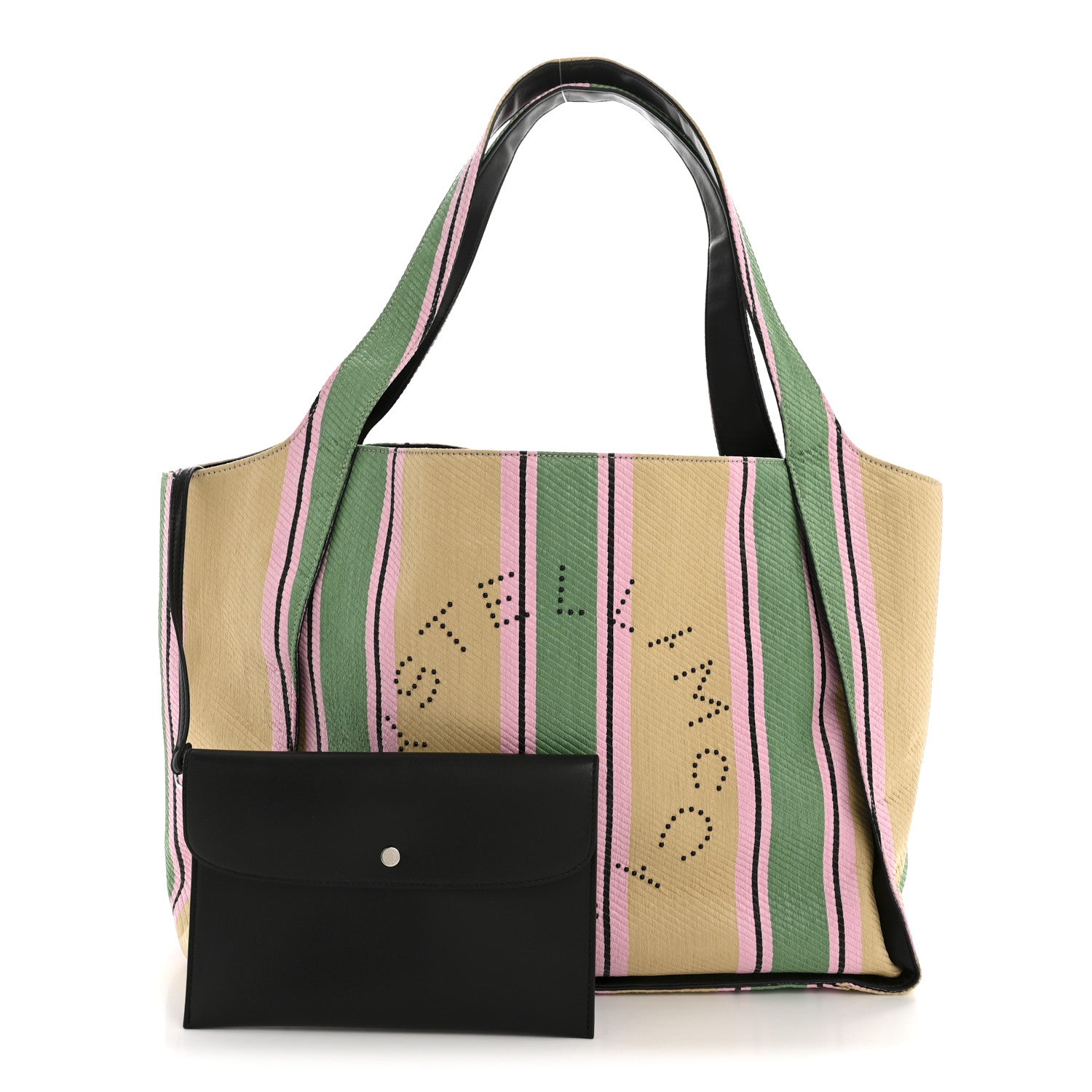 Stella McCartney Raffia Striped Logo Tote Multicolor 3 of 13