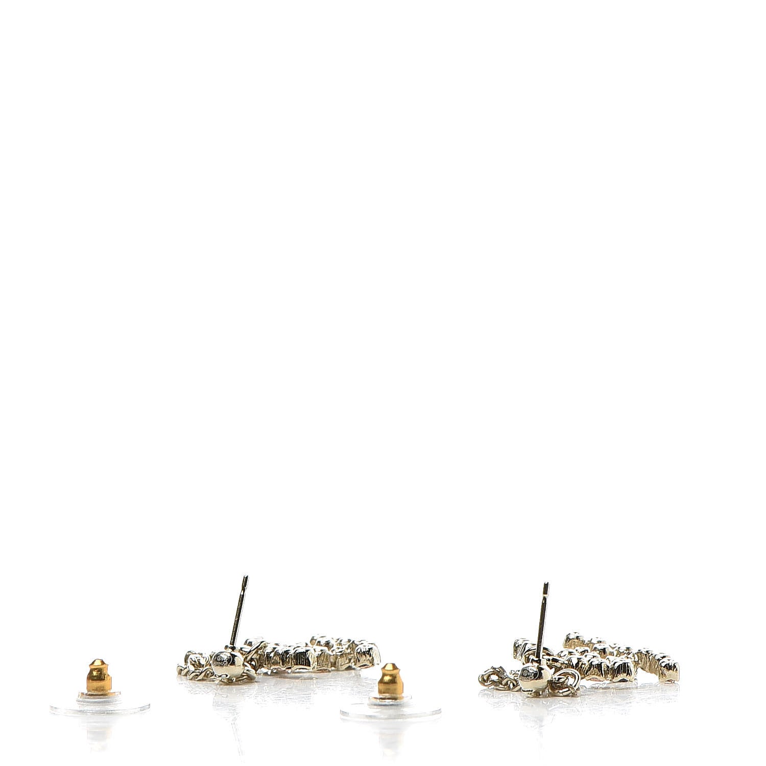 Chanel Crystal CC Drop Earrings Pink Grey Gold 3 of 5