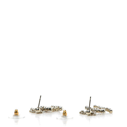 Chanel Crystal CC Drop Earrings Pink Grey Gold 3 of 5