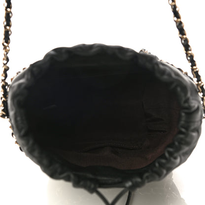 Chanel Lambskin Bucket Chain Drawstring Bag Black 5 of 10