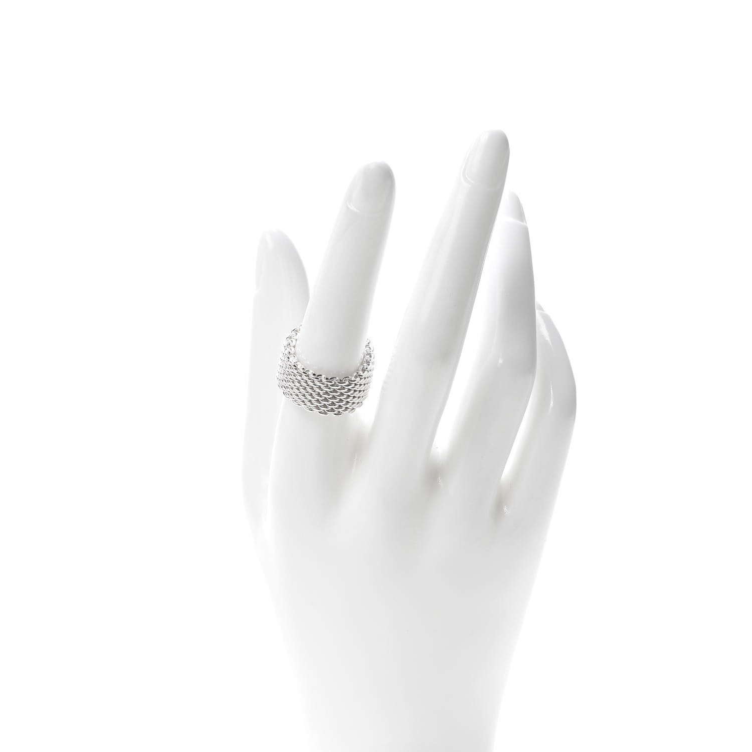 Tiffany Sterling Silver Somerset Mesh Ring 56 7.5 2 of 4