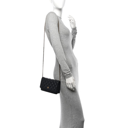 Chanel Lambskin Quilted Wallet On Chain WOC Black 2 of 11