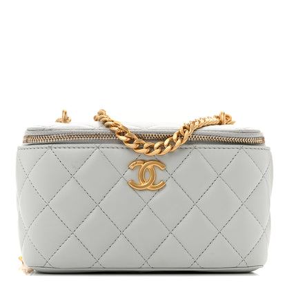 Chanel Lambskin Quilted Sweet Camellia Small Vanity Case With Chain Light Green 1 of 11
