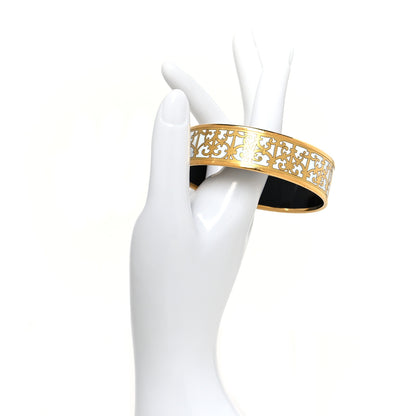 Hermes Enamel Printed Wide Balcons du Guadalquivir Bracelet 62 Gold 2 of 5