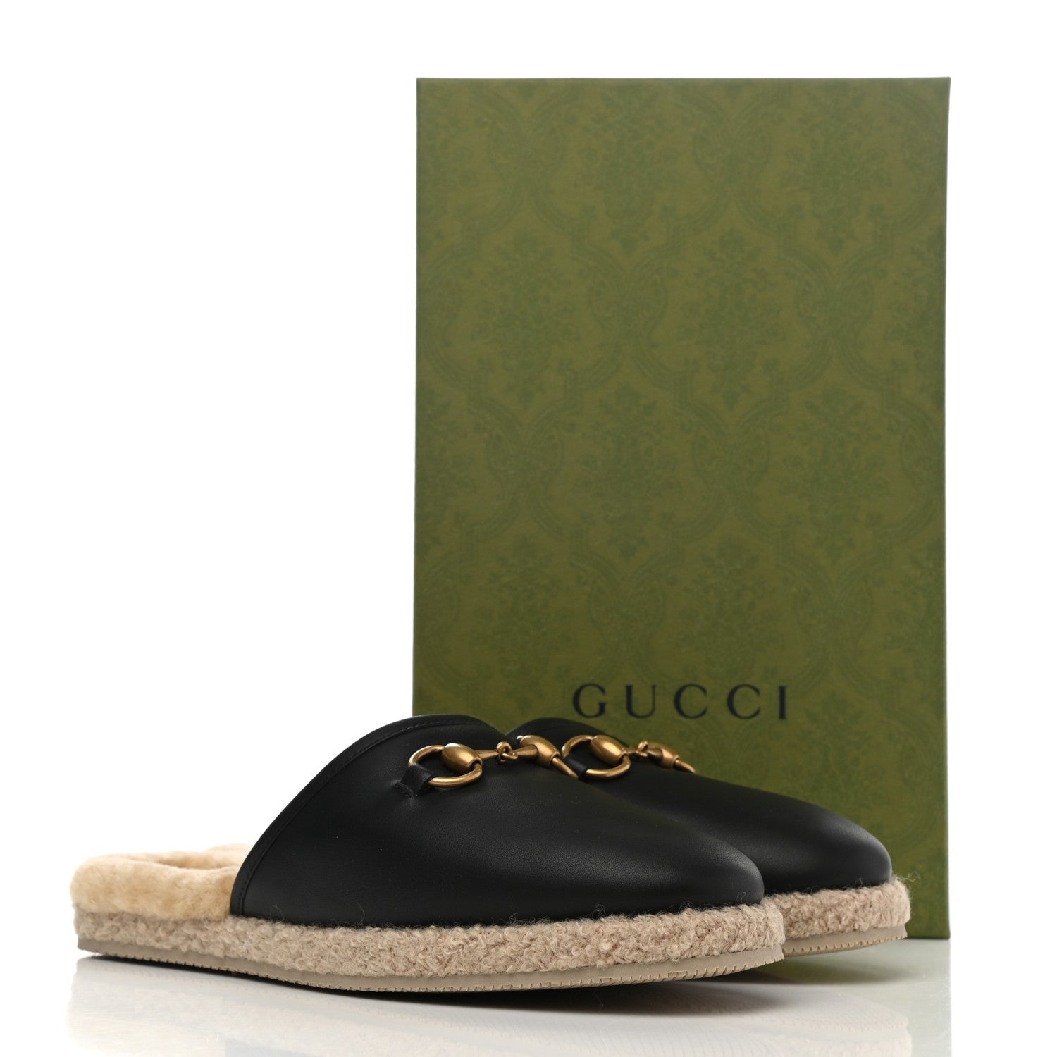 Gucci Nappa Wool Womens Fria Slippers 39 Black Butterscotch 9 of 9
