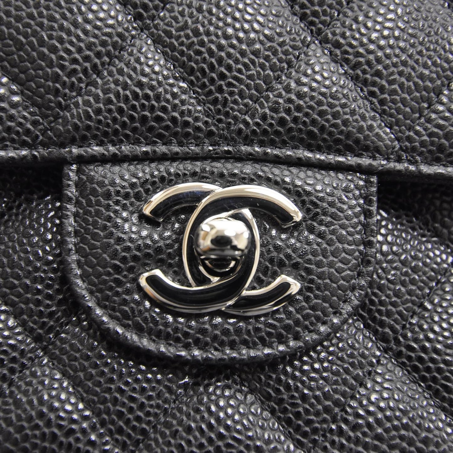 Caviar Quilted Medium Double Flap Black