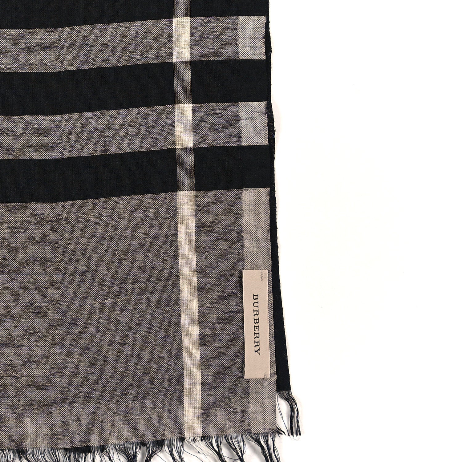 Burberry Wool Silk Gauze Giant Check Lightweight Scarf Grey 3 of 3