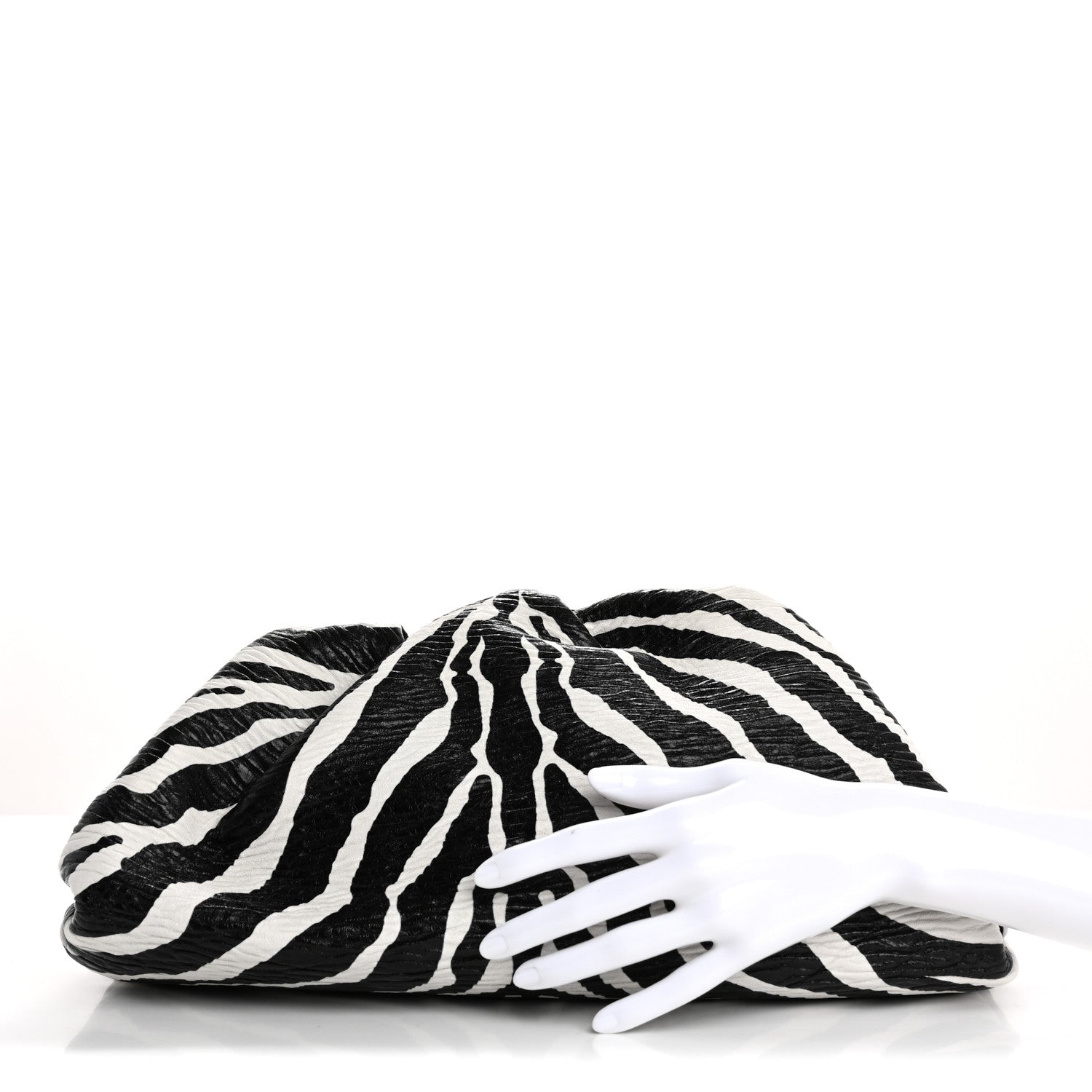 Bottega Veneta Nappa Zebra Print The Pouch Oversized Clutch White Black 2 of 10